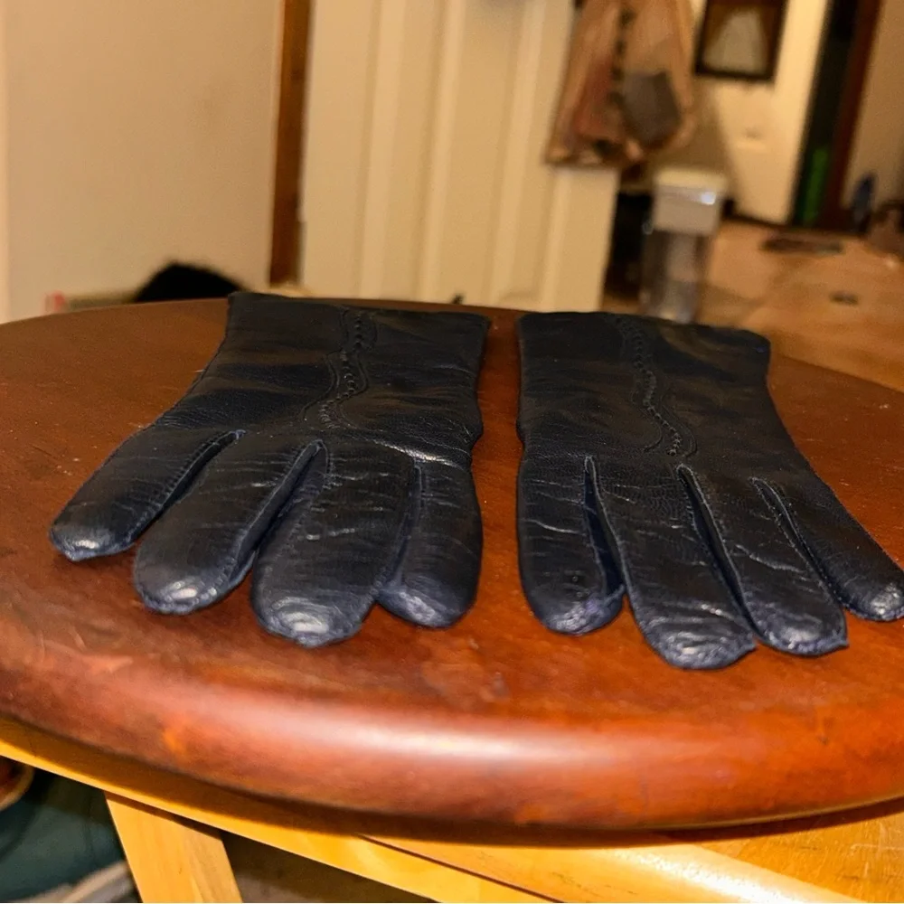 Vintage Madova Leather Gloves Black 100% Cashmere Lining Sz 6.5 Made in Italy